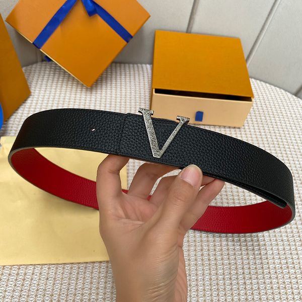 

Designer Reversible Belt for Man Woman Classic Cowskin Belts Latest Letters Print Design for Buckle Width 4.0cm 6 Colors High Quality with Box, Custom