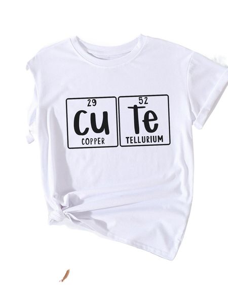 

letter graphic round neck tee r7x2#, White