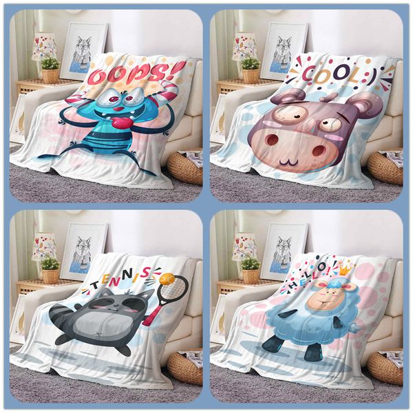 

children cartoon series 3d print blanket household rectangle single layer flannel air conditioning cloak blanket-59