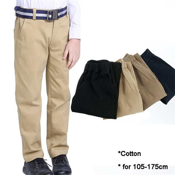 Calça calça infantil calça de algodão escolar calça cintura ajustável 8 10 12 anos adolescentes crianças roupas uniformes 220808