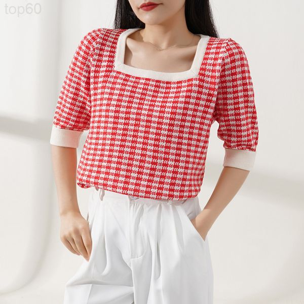 

women's sweaters designer []autumn korean stripe thin foreign style plaid t-shirt french medium sleeve knitted women yhnn, White;black