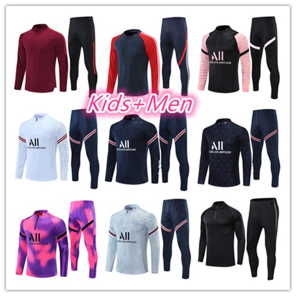 

2021football jerseys mens and kids kit soccer tracksuit jersey 22 21 training jacket chandal futbol survetement, Black