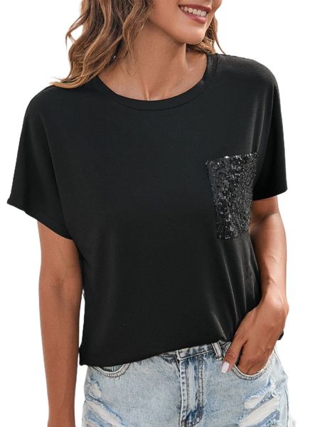

contrast sequin round neck tee k3fr#, White