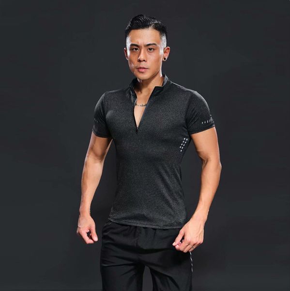 

men's lulu t shirts brand short sleeve summer thin quick drying t-shirt half zipper tees sports running fitness suit tights tshirts lu-, White;black