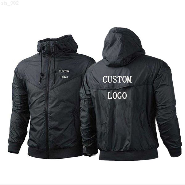

2021 custom men jacket rainproof hoodies splice fashion zipper man's windbreaker casual coats spring autumn thin t220716, Black;brown