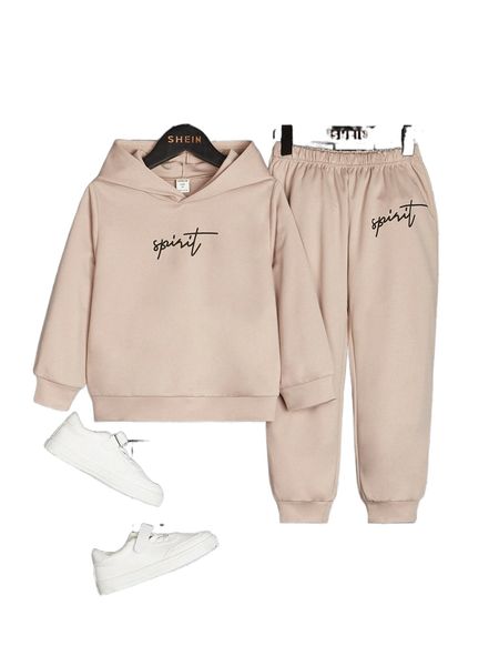 

toddler boys letter graphic hoodie & sweatpants t56i#, Black;white