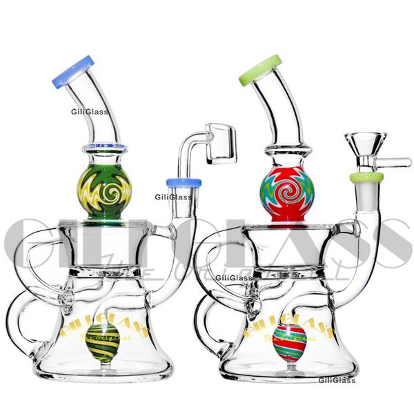 8 дюймов Dab Rig Bong Производство стеклянной водопроводной трубы с стилем шин и сотовым диффузором, стеклян