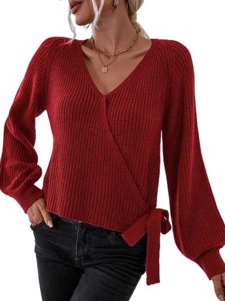 

raglan sleeve knot side sweater j3w3#, White;black