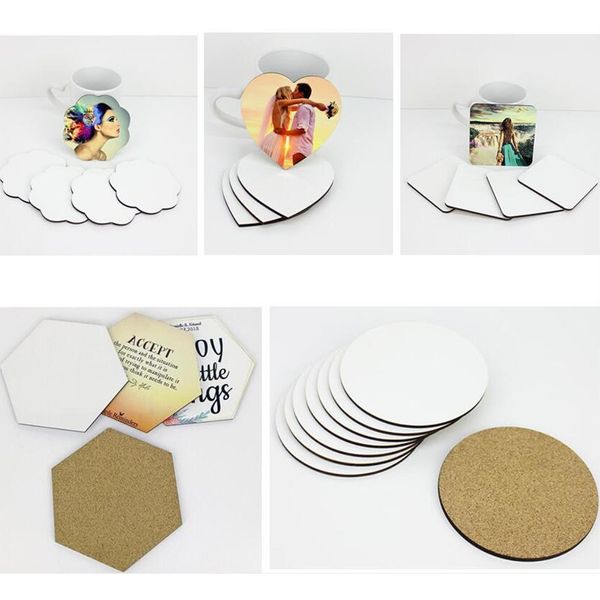 Сублимационные пробирки для алкоголя RAW Round Cups Cups Roors Coasters Настольные коврики MDF Square Hardboard Coaster Теплоизоляция Тепловая передача Кубок для партии DIY Craft