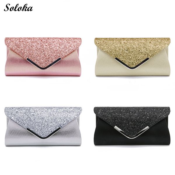 

1pc lady wedding clutches handbags chain shoulder bling pu bags evening bag party banquet glitter envelope purse for women girls 220527