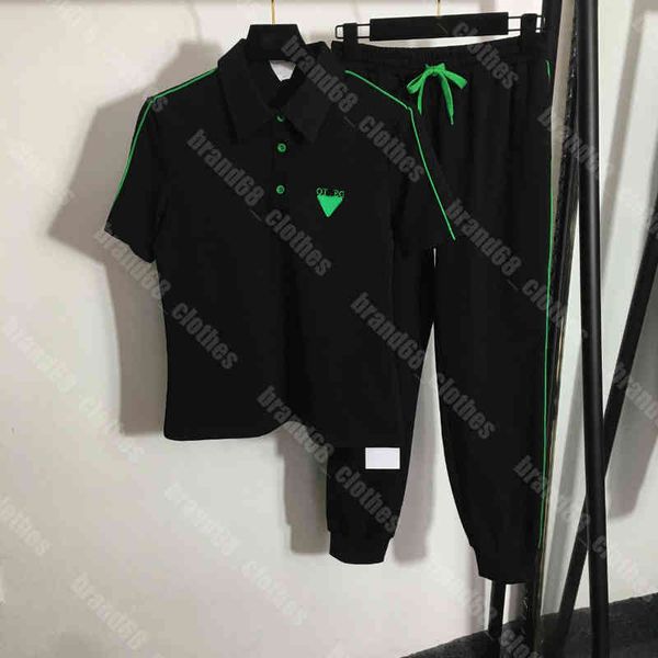 

women cotton pants two piece suit simple polo sweatpants set casual running tracksuit luxury summer short sleeve t shirt b..v brand logo des, White