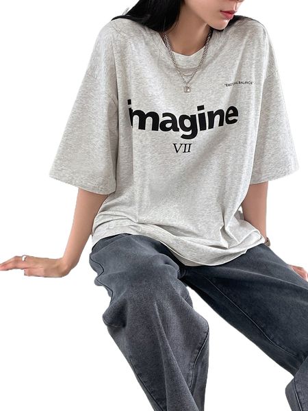

dazy-less letter graphic drop shoulder oversized tee 17j6#, White