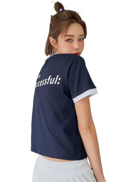 

dazy slogan graphic contrast trim tee w2ny#, White