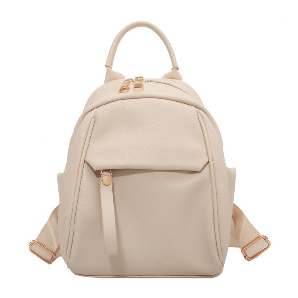 

plain soft leather pu backpack valise versatile fashion large capacity with zip camera bag