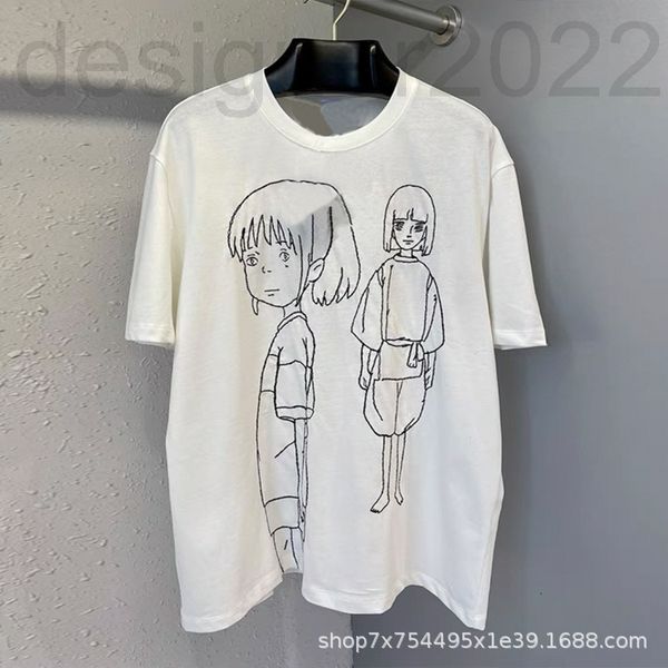 

women's t-shirt designer fashion brand chihiro co branded animation girl embroidered loose short sleeved t-shirt 3jcb, White
