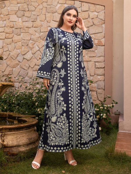 

plus floral print trumpet sleeve tee dress a4cv#, Black