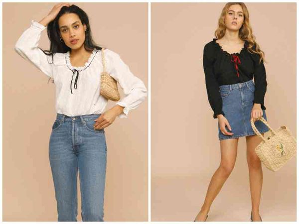 

women's blouses shirts legal system ro color contrast bowknot lace up ruffle cuffs eyelet cotton long sleeve shirt female, White