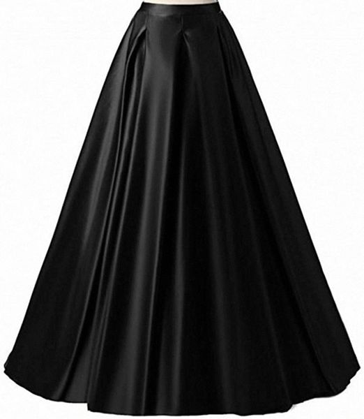 

women's long fashion high waist a-line satin skirts with pockets c6uc#, Black