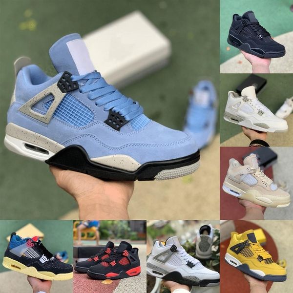 

designer lightning 4 4s mens basketball shoes jumpman university blue red thunder black cement cat cream sail white oreo bred what240k