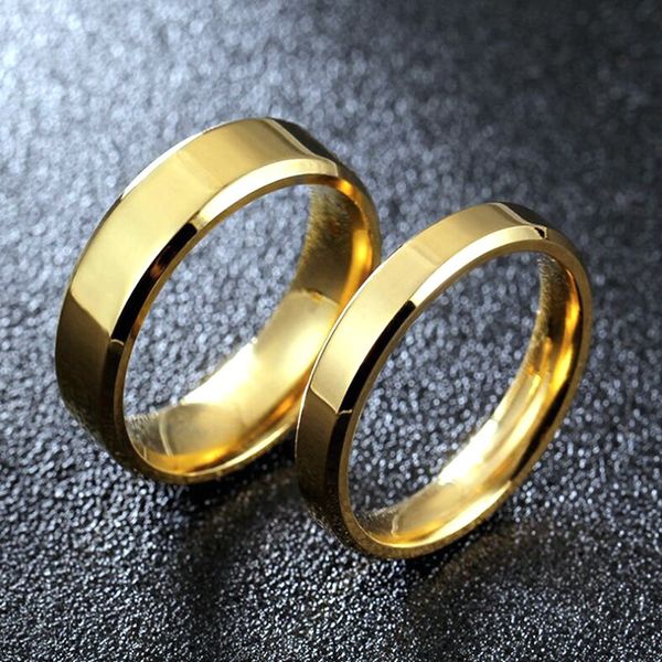 

glossy couple ring 18k gold stainless steel ring female fashion, Silver