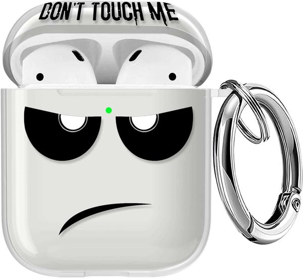

airpods case , don't touch me airpods cover with keychain soft cute shockproof cover for women men compatible with airpods 2/1