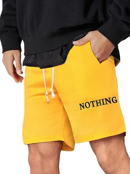 

men letter graphic drawstring waist shorts x9fu#, White;black