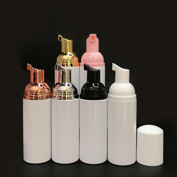 Roségoldene schäumende Pumpflaschen aus Kunststoff, Mini-Schaumspender, Nachfüllflasche, Seifenspender für die Reinigung von Reisekosmetik, Verpackung 60 ml