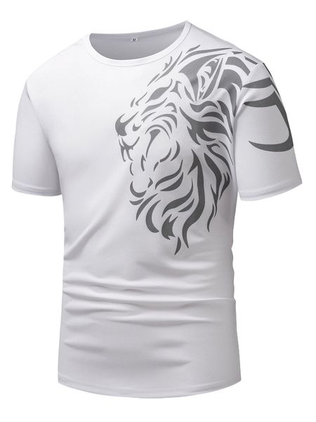 

men lion print tee k2o2#, White;black