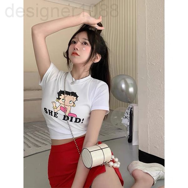 

women's t-shirt designer 22 spring and summer new minority letter cartoon printing slim fit 100 take short sleeved t-shirt fashion tren, White