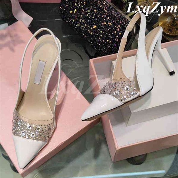 

sandals runway thin heels designer ladies wedding shoes party pumps pointed toe slingbacks women show, Black