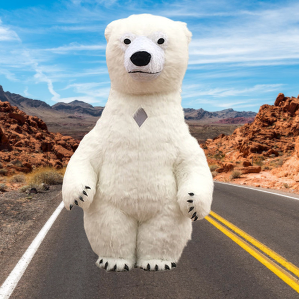 

mascot doll costume halloween costume inflatable white polar bear mascot costume suits party game dress advertising 2.6m onesies for adults, Red;yellow