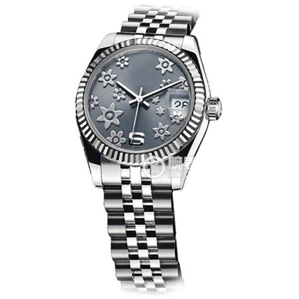 

asian watch 2813 sport automatic mechanical ladies wrist watch 31mm dark grey dial white floral pattern watchs 178274-63160 fashion luxury w, Slivery;brown