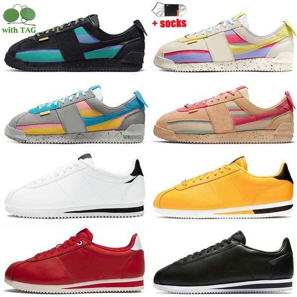 

with socks 2022 classic cortez designer running shoes for women mens union la x sesame leather forrest gump smoke grey white black red platf, White;red