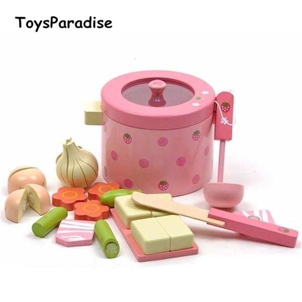 Drop Baby Toys Fruit Fruit Simulation Overtable Pot Деревянные игрушки играйте в еду prentend Play Food Set Подарок на день рождения LJ201211