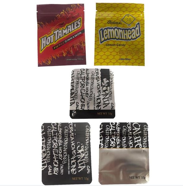

california honey 3.5g edibles mylar bag tmales fierce cinnamon lemonhead gummies zipper resealable plastic package gummy smell proof