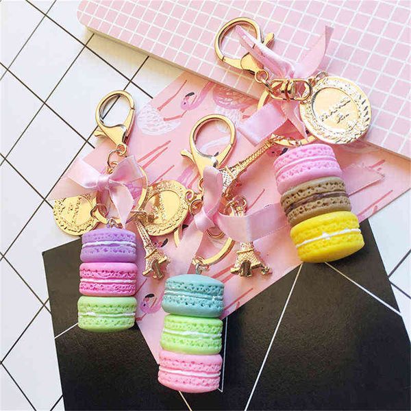 Resina Macaroon Keychain Chaveiro Chaveiro Macaroon Bag Charme France Laduree Macarons Eiffel Tower Keychains Anahtarlik Llavero AA220318