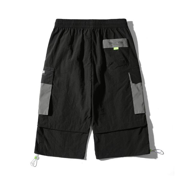

windbreaker shorts cool pants mens summers styles shorts basketball man side pocket trousers, Black