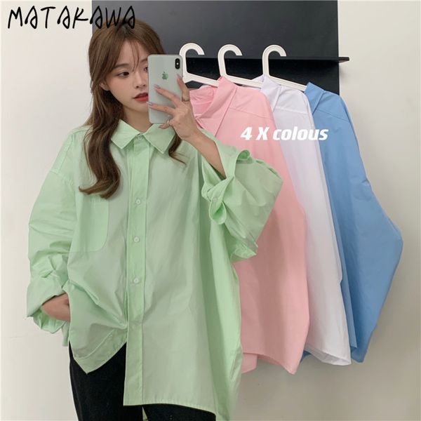 

pink shirt female spring turndown collar women shirts fashion retro blouses loose blusas mujer de moda 210506, White