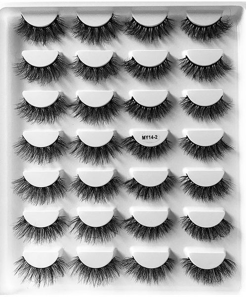 

handmade reusable curly mink fake eyelashes extensions 14 pairs set soft light thick multilayer crisscross false lashes makeup for eyes 10 m