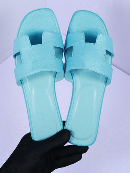 

oran sandal men women slippers lychee skin slides patent leather solid royal forest green lime khaki beach slipper designer shoes slide 05, Black