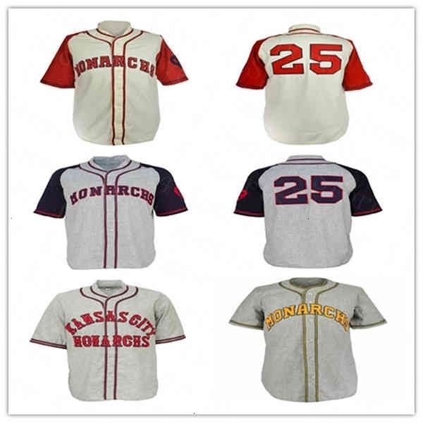 Chen37 Custoom 1942 Retro Kansas City Monarchs Jerseys Бейсбольная команда серая кремовая рубашка размер S-4XL