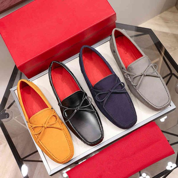 

slippers guangzhou men's shoes leather casual doudou bow driving d0l8, Black