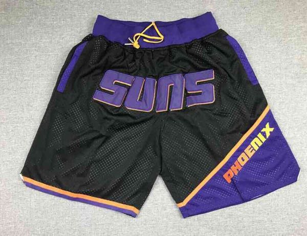 

men basketball short just don shorts retro edition mesh 3 paul 1 booker 13 nash 34 barkley stitched pocket stitch city teams name & year id, Black