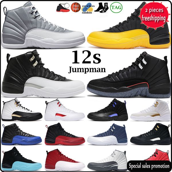 

basketball shoes for mens jumpman 12 12s stealth playoffs royalty taxi utility grind university gold dark grey indigo mens sports sneakers, Black