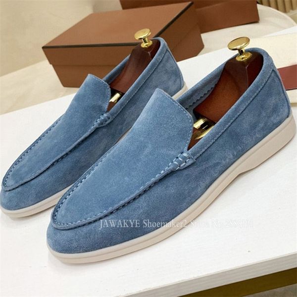 

sell men flat loafers leisure slip on suede mules round toe shallow one pedal casual flats multicolor solid dress shoes 220808, Black