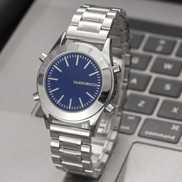 Armbanduhren Italienisch sprechende Uhr mit blauem Zifferblatt für Blinde oder SehbehinderteArmbanduhren