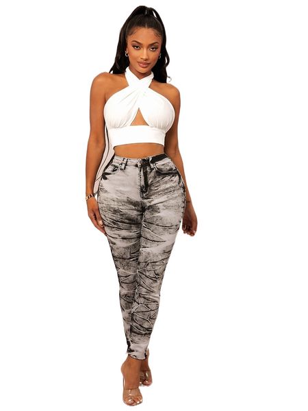 

sxy high waist skinny jeans 18ub#, Blue