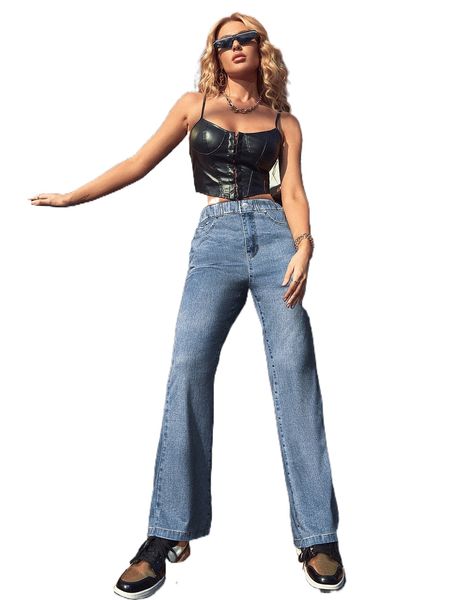 

high waisted flare leg chambray pants o4ns#, Black;white
