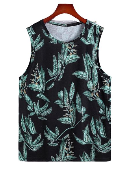 

men plant print tank m4dy#, White;black