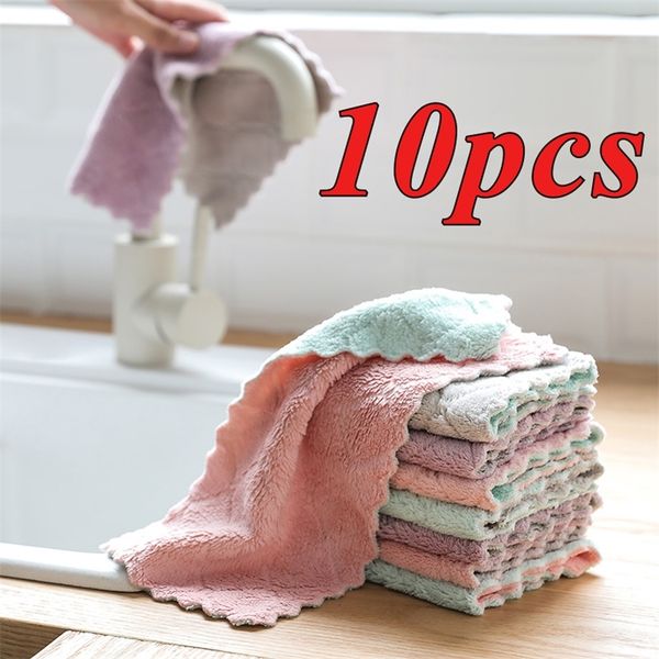 10pcs Super absorventes Microfiber Kitchen Dish Cloth High Efficiencyware Lupeiro de Towel Ferramentas de Cozinha de Towel Ferramentas de Cozinha 220727